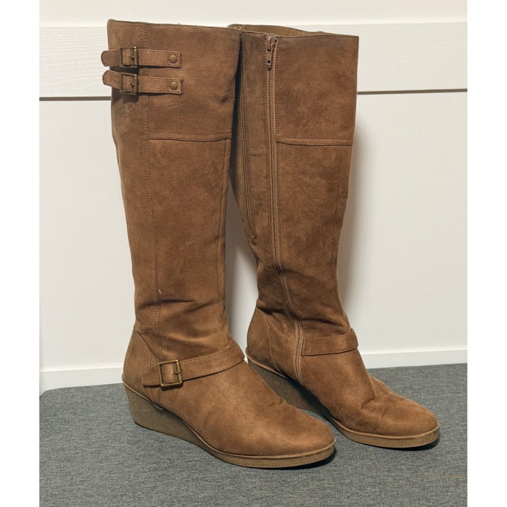 Aerosoles A2 8.5M  Women's‎ Brown Wedge Riding Boots Robin's Egg